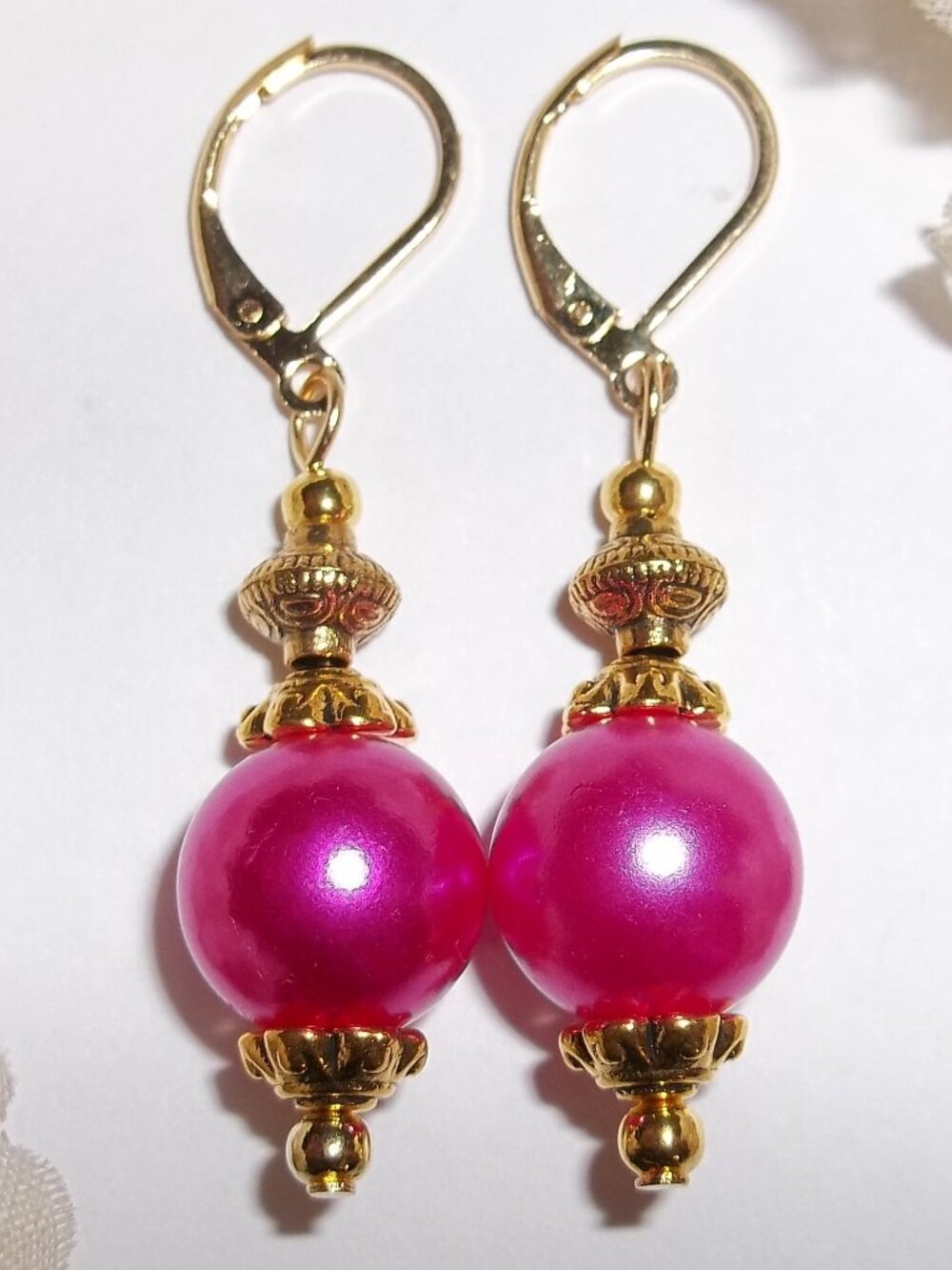 Pink Earrings Gold Drop Dangle Jewelry Gift Idea Girl Woman Set Pair NWT D908